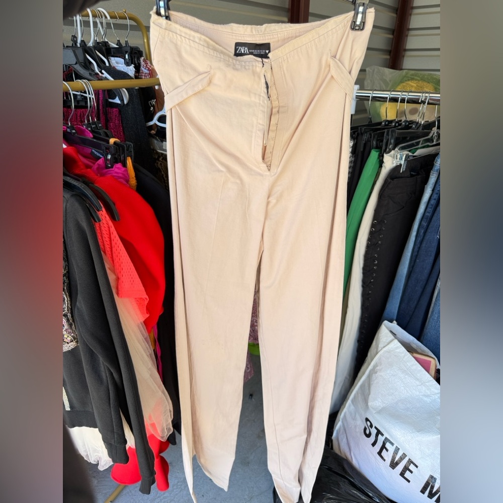 Zara Cream Wide-Leg Trousers